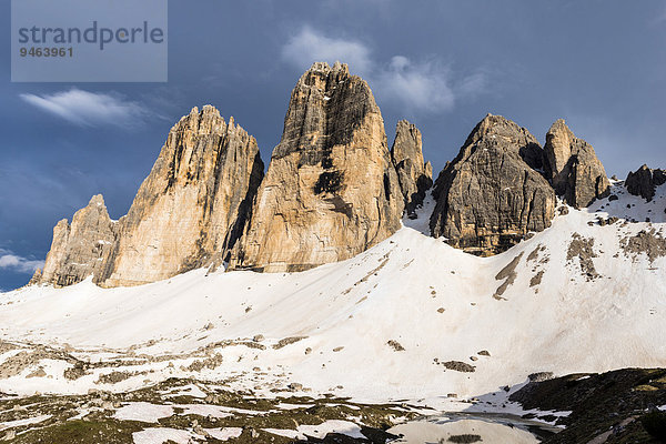 Drei Zinnen  Ausblick vom Col Forcellina  Sextener Dolomiten  Provinz Südtirol  Italien  Europa