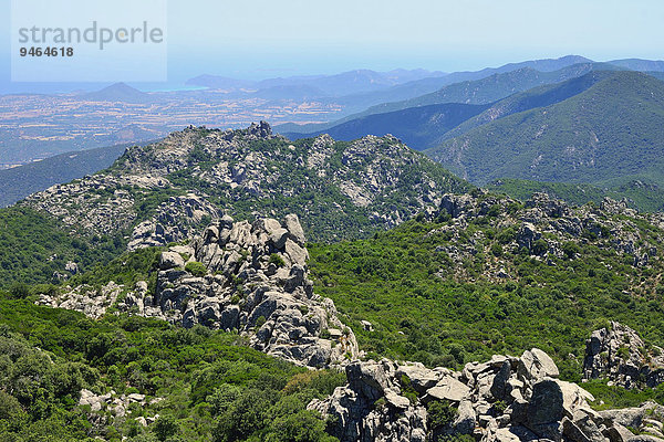 Granitformationen  Bergregion Monte dei Sette Fratelli  Naturschutzgebiet Parco dei Sette Fratelli  Sardinien  Italien  Europa