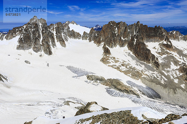 Ausblick vom Gipfelgrat des Grand Lui  Grande Fourche  Aiguille Dorées  Saleinagletscher  Mont-Blanc-Massiv  Alpen  Wallis  Schweiz  Europa