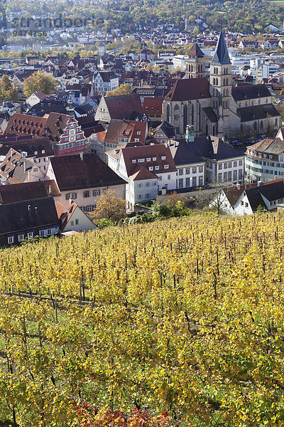Ausblick von der Esslinger Burg auf die Altstadt im Herbst  Esslingen am Neckar  Baden-Württemberg  Deutschland  Europa