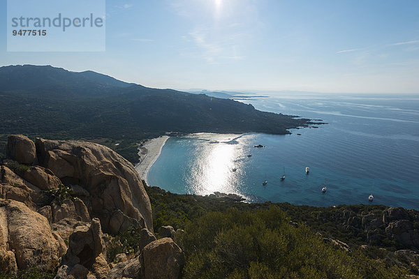 Küste mit Sandstrand  Sartène  Korsika  Frankreich  Europa