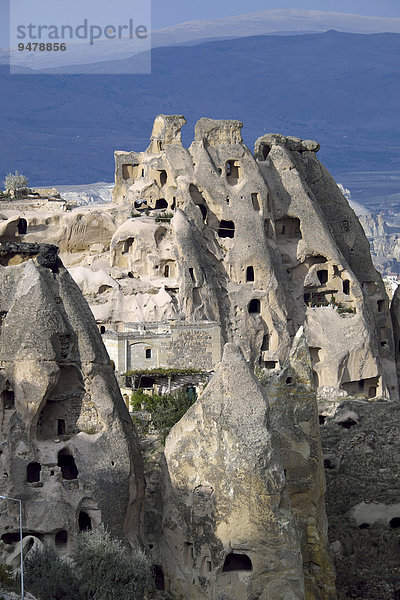 Höhlenwohnungen  Tuffsteinformationen  Uçhisar  Taubental  Güvercinlik  Provinz Nevsehir  Kappadokien  Zentralanatolien  Türkei  Asien