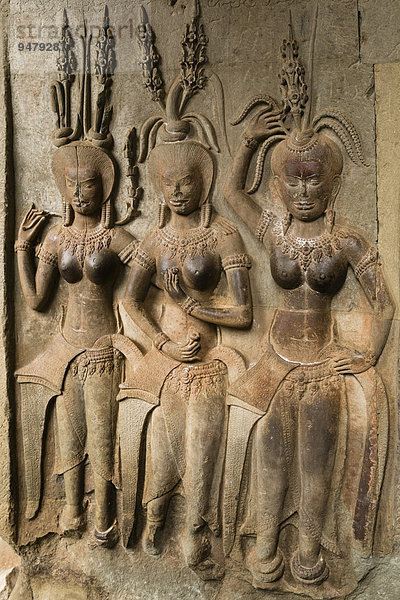 Tänzer  Skulptur-Relief  Angkor Wat  Siem Reap  Kambodscha  Asien