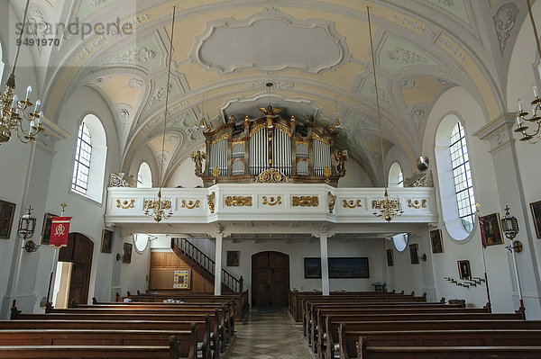 Orgelempore  St. Michael  Seeshaupt  Pfaffenwinkel  Oberbayern  Bayern  Deutschland  Europa