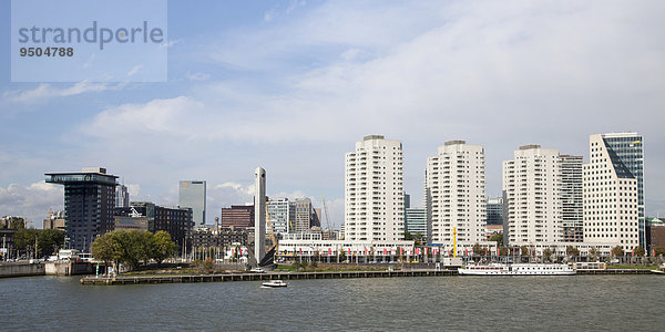 Skyline am Boompjes Kai  Fluss Nieuwe Maas  Rotterdam  Holland  Niederlande  Europa