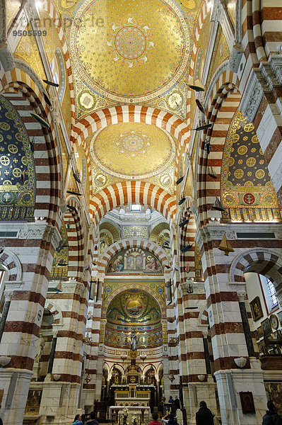 Innenansicht  Kirche Notre-Dame de la Garde mit Mosaiken  Marseille  Département Bouches du Rhône  Région Provence Alpes Côte d'Azur  Frankreich  Europa