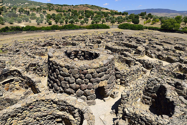 Prähistorische Siedlung  Nuraghe Su Nuraxi  Unesco Weltkulturerbe  bei Barumini  Provinz Medio Campidano  Sardinien  Italien  Europa