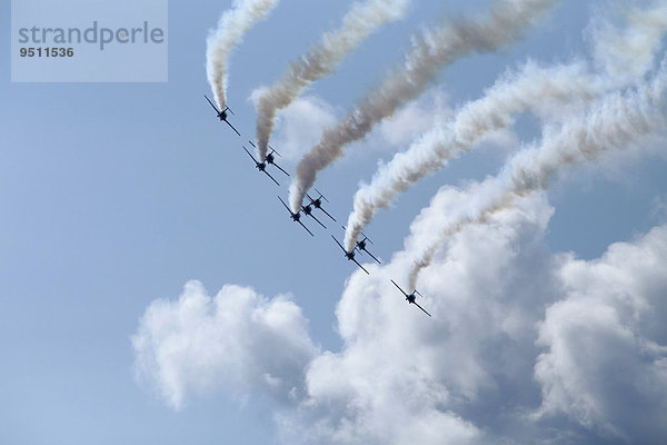 Snowbirds  Kunstflugstaffel der Royal Canadian Air Force bei einer Flugschau  Bromont  Eastern Townships  Provinz Québec  Kanada  Nordamerika