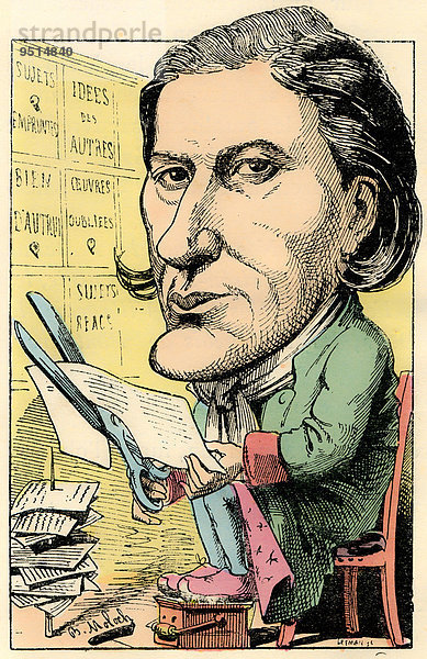 Victorien Sardou  französischer Dramatiker  politische Karikatur  1882  von Alphonse Hector Colomb  Pseudonym B. Moloch  französischer Karikaturist