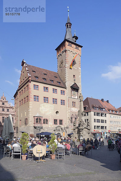 Rathaus und Grafeneckart  Würzburg  Unterfranken  Bayern  Deutschland  Europa