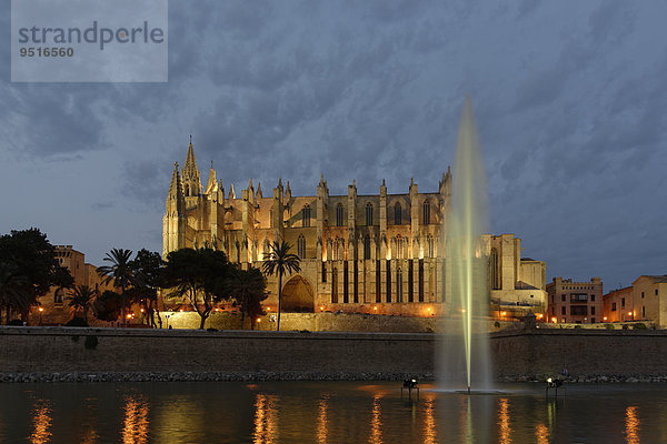 La Seu  Kathedrale von Palma  Blaue Stunde  Palma de Mallorca  Mallorca  Balearen  Spanien  Europa