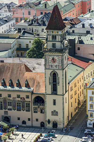 Rathaus mit Rathausturm  Altstadt  Passau  Niederbayern  Bayern  Deutschland  Europa