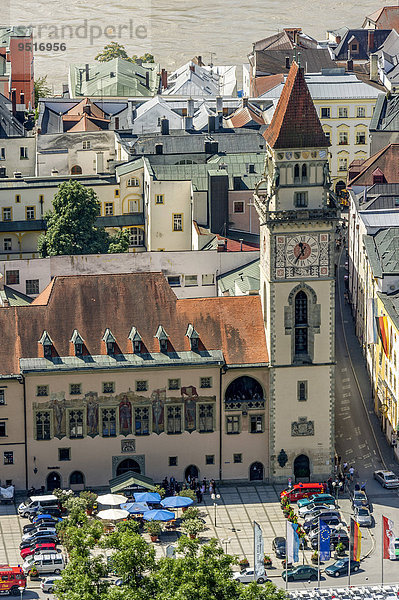 Rathaus mit Rathausturm  Altstadt  Passau  Niederbayern  Bayern  Deutschland  Europa
