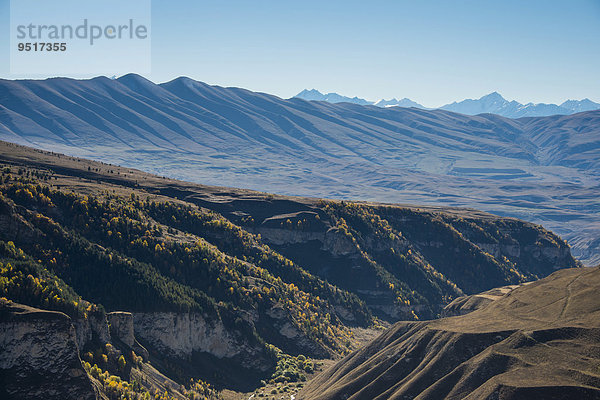 Ausblick auf die tschetschenischen Berge  Tschetschenien  Kaukasus  Russland  Europa