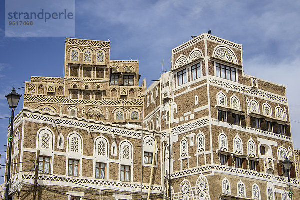 'Traditionelle alte Häuser in der Altstadt von Sana'a  UNESCO Weltkulturerbe  Sana'a  Jemen  Asien'