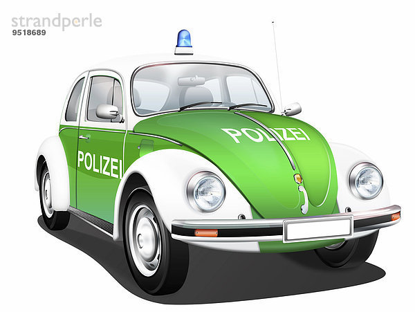 VW Käfer  deutscher Oldtimer als Polizeiauto  Illustration