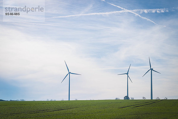 Deutschland  Sachsen-Anhalt  Mansfelder Land  Windkraftanlagen auf dem Feld