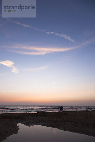 Niederlande  Bloemendaal  Liebhaber am Strand bei Sonnenuntergang