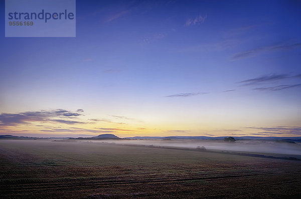 UK  Schottland  East Lothian  Haddington  Sonnenaufgang über Feld