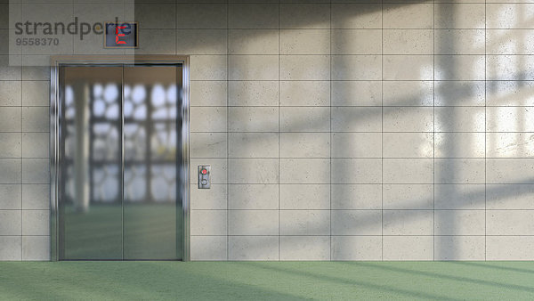 Foyer mit Lift und Betonwand  3D-Rendering