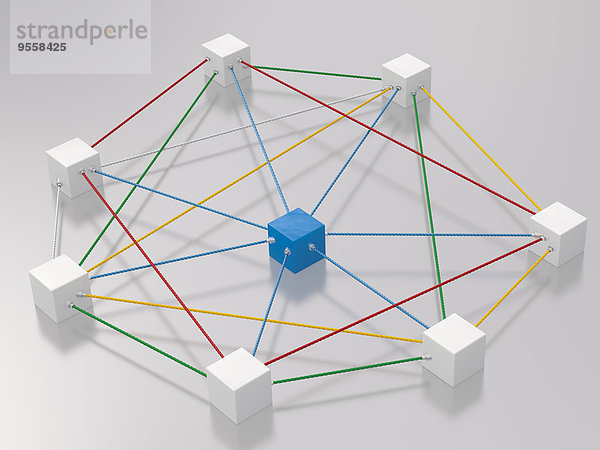 3D-Rendering von mit Seil gebundenen Würfeln