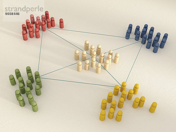 3D-Rendering von mit Seil gebundenen Spielsteinen