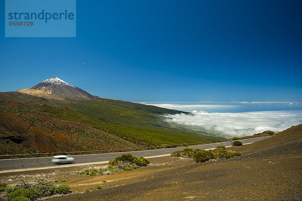 Spanien  Kanarische Inseln  Teneriffa  Teide Nationalpark  Teide Vulkan  Straße
