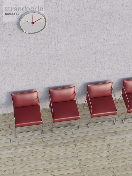 4 Wand Stuhl über Illustration frontal rot Beton Ansicht