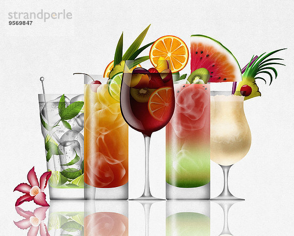 Verschiedene tropische Cocktails