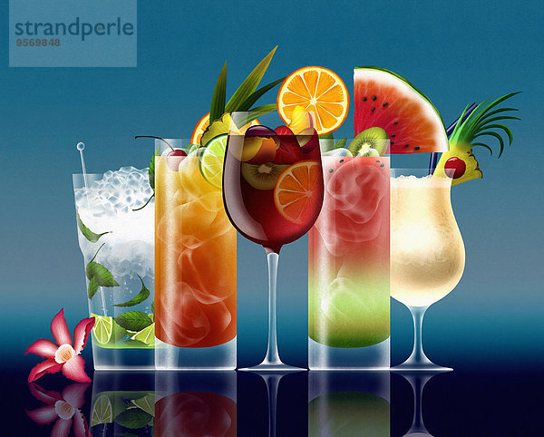 Verschiedene tropische Cocktails