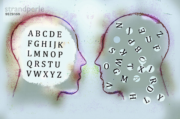 Ordentliches und chaotisches Alphabet im Kopf zweier Menschen