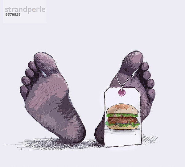 Füße einer Leiche mit Hamburger-Namensschild