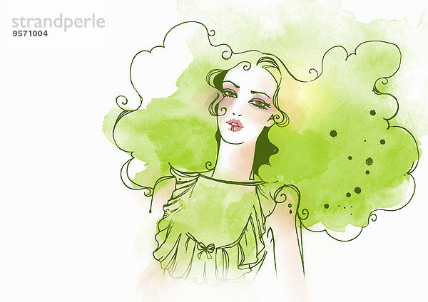 Frau mit grünen Haaren als Jungfrau-Sternzeichen