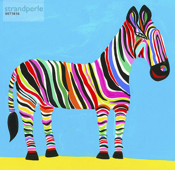 Buntes Zebra mit mehrfarbigen Streifen