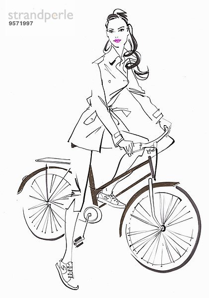 Attraktive Frau mit Fahrrad