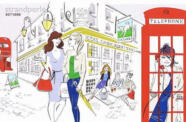 Attraktive Frauen genießen das Stadtleben in London