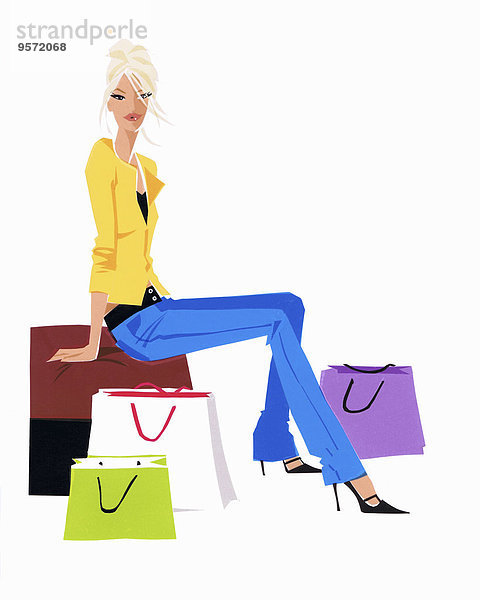 Attraktive Frau mit Einkaufstaschen