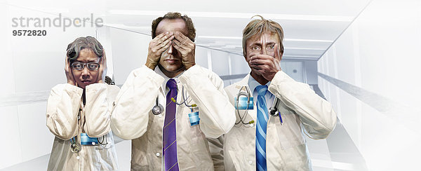 Drei Ärzte sehen nichts  hören nichts  sagen nichts