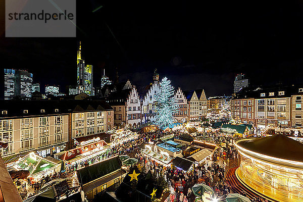 Deutschland  Hessen  Frankfurt  Weihnachtsmarkt bei Nacht
