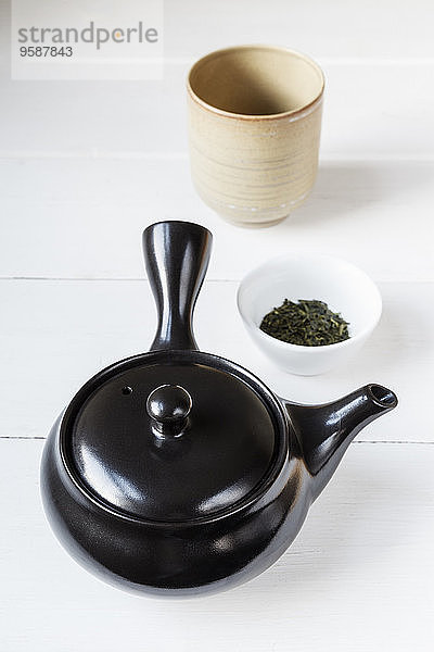 Zubereitung von grünem Tee mit einer Kyusu Teekanne