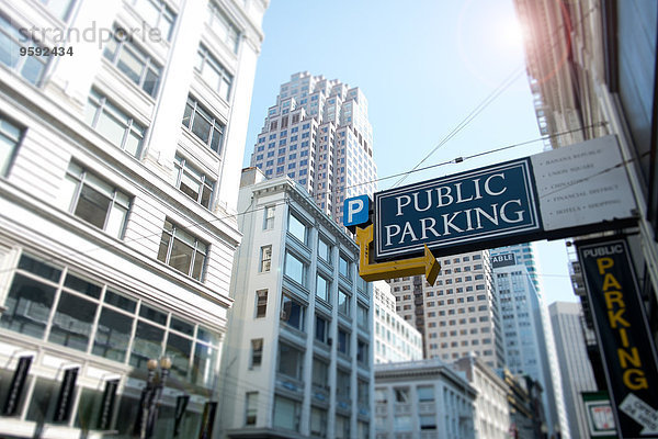 Parkplatzschild  Finanzbezirk  San Francisco  Kalifornien  USA