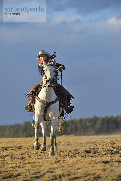 USA  Wyoming  junges Cowboyreiten