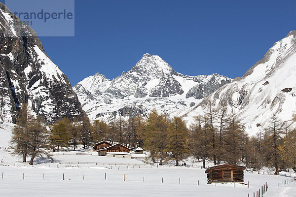 Österreich  Osttirol  Kals am Großglockner  Hohe Tauern  Alphütte und Großglockner