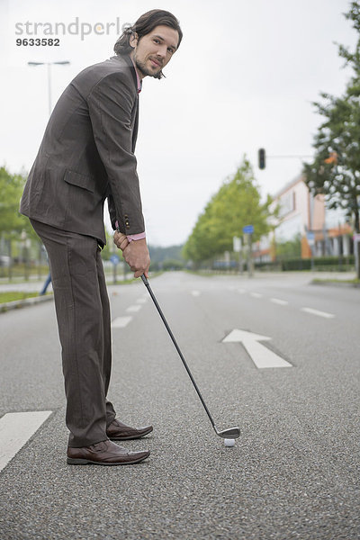 Businessman golf Practising Decision Determination