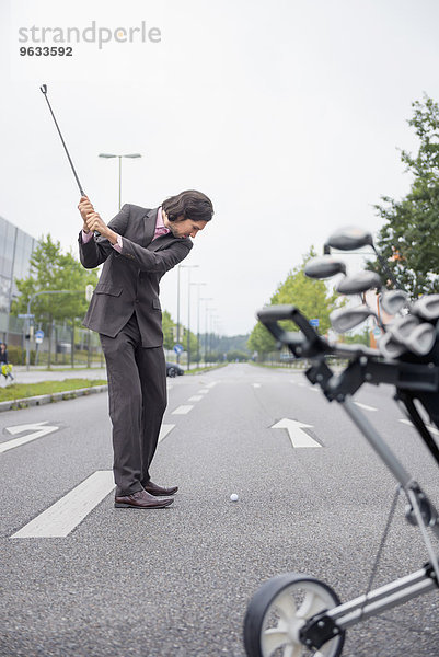 Man Risky road Cross golf deciding Decision goal