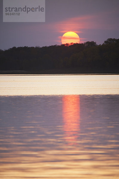 Wasser untergehen Horizont See Spiegelung unterhalb sinken Sonne