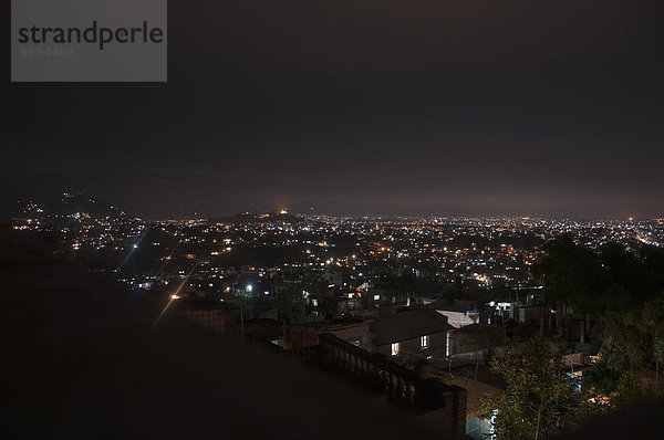 Cityscape at night lights Kathmandu