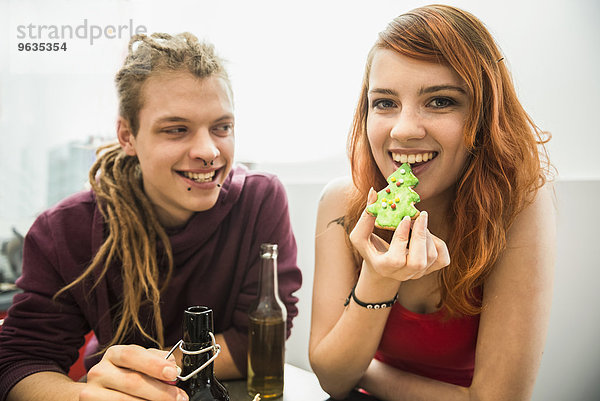 Young couple celebrating Christmas