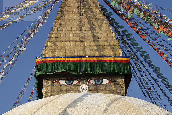 Augen des Buddha  Bodnath-Stupa  Bodnath  UNESCO Weltkulturerbe  Kathmandu  Nepal  Asien