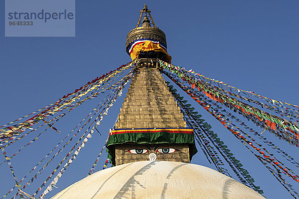 Augen des Buddha  Bodnath-Stupa  Bodnath  UNESCO Weltkulturerbe  Kathmandu  Nepal  Asien